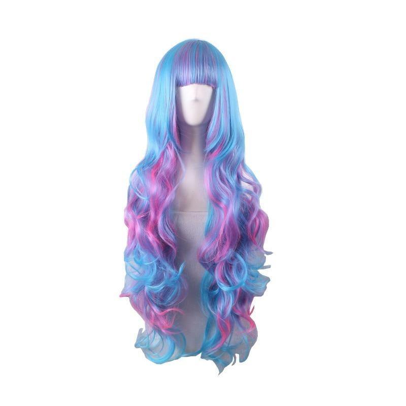 Perruque Longue Violette Bleue