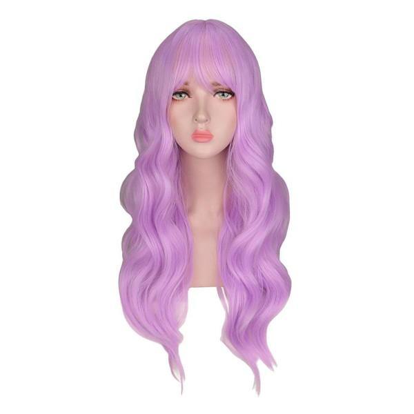 Perruque Violette Longue avec Frange