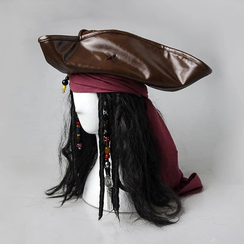 Perruque de pirate avec foulard et tresses Perruque de pirate avec foulard et tresses