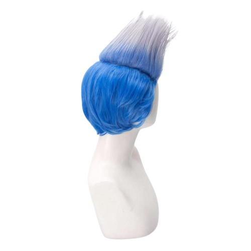 perruque courte mohawk bleue